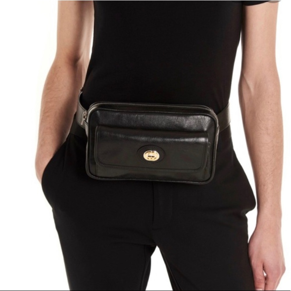 NEW!✨GUCCI✨UNISEX RARE! GG TEXTURED LEATHER BELT BAG CROSSBODY MESSENGER HANDBAG